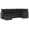 6 pcs conjunto sofás de jardim c/ almofadões vime PE preto 2