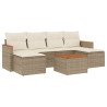 Set sofás de jardín 7 piezas y cojines ratán sintético beige 2