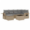 Set sofás de jardín 7 piezas y cojines ratán sintético beige 2