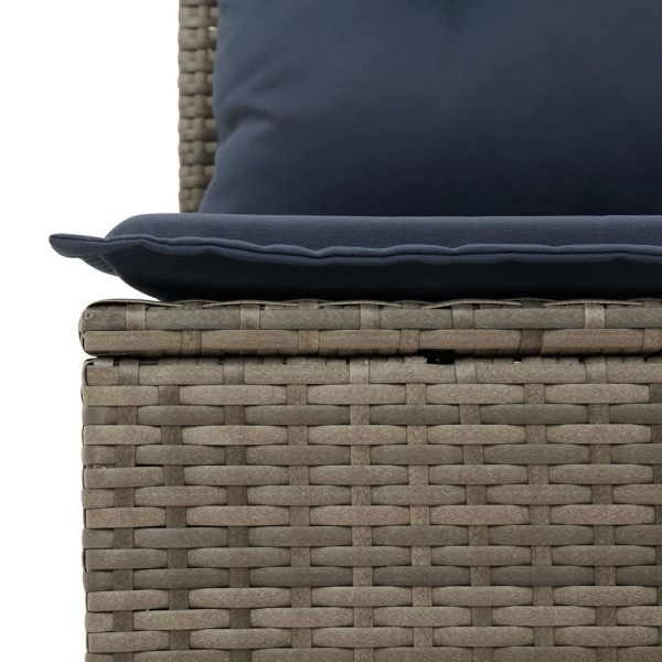 3 pcs conjunto sofás de jardim c/ almofadões vime PE cinzento M 5