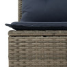 3 pcs conjunto sofás de jardim c/ almofadões vime PE cinzento 5