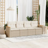 4 pcs conjunto de sofás para jardim c/ almofadões vime PE bege 1