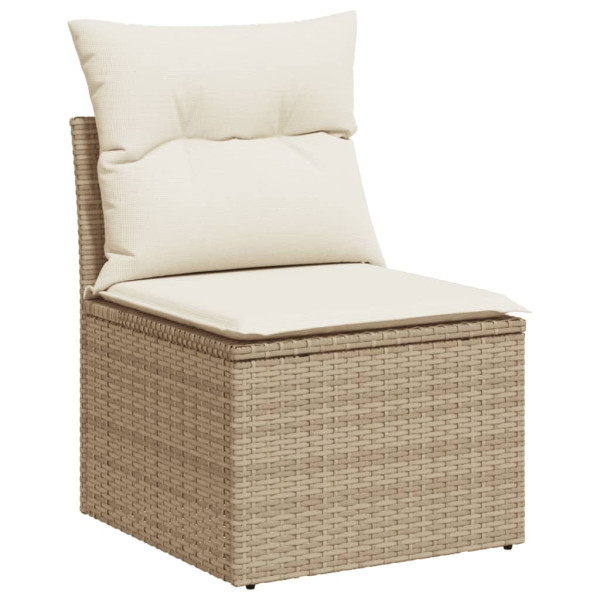 Juego de sofás jardín con cojines 5 pzas ratán sintético beige M 4