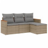 4 pcs conj. sofás jardim c/ almofadões vime PE bege misturado 2