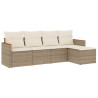 5 pcs conjunto de sofás p/ jardim com almofadões vime PE bege 2