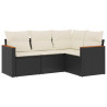 4 pcs conjunto de sofás para jardim c/ almofadões vime PE preto 2