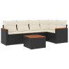 6 pcs conjunto sofás de jardim c/ almofadões vime PE preto 2