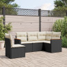 5 pcs conjunto sofás de jardim com almofadões vime PE preto 1