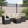 Set de sofás de jardín 6 piezas y cojines ratán sintético negro 1