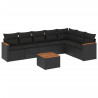 8 pcs conjunto sofás de jardim com almofadões vime PE preto 2