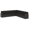 9 pcs conjunto de sofás p/ jardim c/ almofadões vime PE preto 2