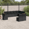 Set de sofás de jardín 10 pzas cojines ratán sintético negro 1