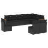 10 pcs conjunto sofás de jardim c/ almofadões vime PE preto 2