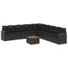 Set de sofás de jardín 10 pzas cojines ratán sintético negro 2