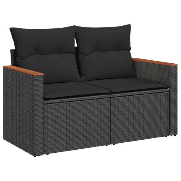 Set de sofás de jardín 11 pzas y cojines ratán sintético negro M 3