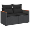 11 pcs conjunto sofás de jardim c/ almofadões vime PE preto 3
