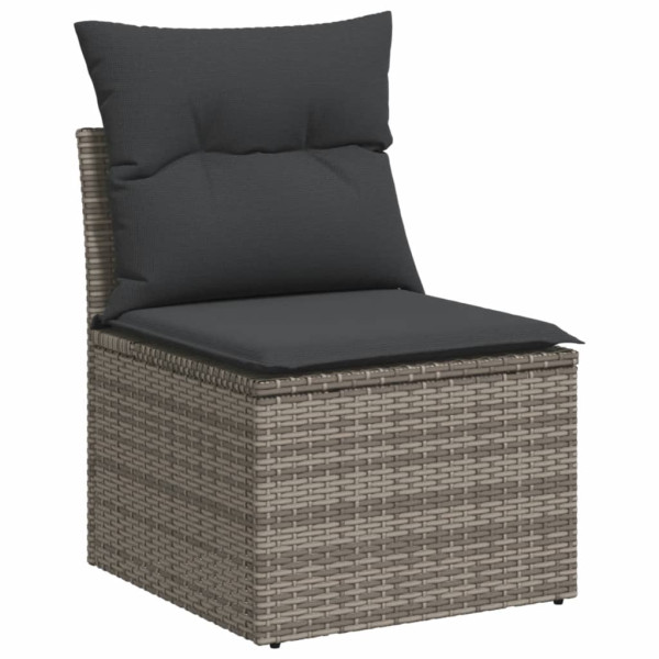 11 pcs conjunto sofás de jardim c/ almofadões vime PE cinzento M 5