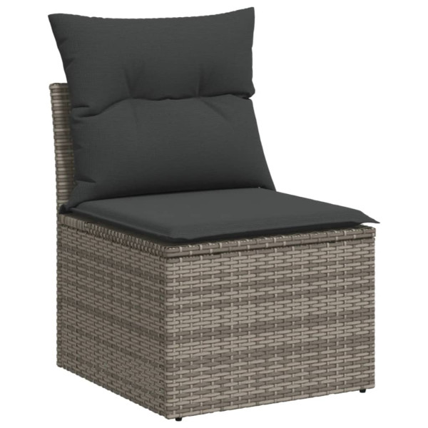 12 pcs conjunto de sofás jardim c/ almofadões vime PE cinzento M 5
