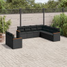 Set de sofás de jardín 8 piezas y cojines ratán sintético negro 1