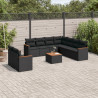 Set de sofás de jardín 10 pzas cojines ratán sintético negro 1