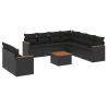 Set de sofás de jardín 10 pzas cojines ratán sintético negro 2