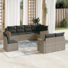 Set de sofás de jardín 8 pzas y cojines ratán sintético gris 1