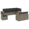 8 pcs conjunto sofás de jardim c/ almofadões vime PE cinzento 2