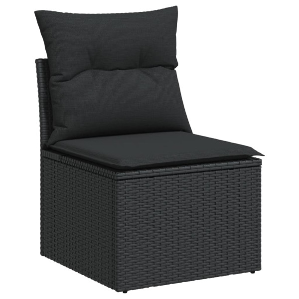 9 pcs conjunto de sofás p/ jardim c/ almofadões vime PE preto M 4