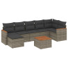 8 pcs conjunto sofás de jardim c/ almofadões vime PE cinzento 2