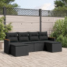 Set de sofás de jardín 6 piezas y cojines ratán sintético negro 1