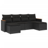 6 pcs conjunto sofás de jardim c/ almofadões vime PE preto 2