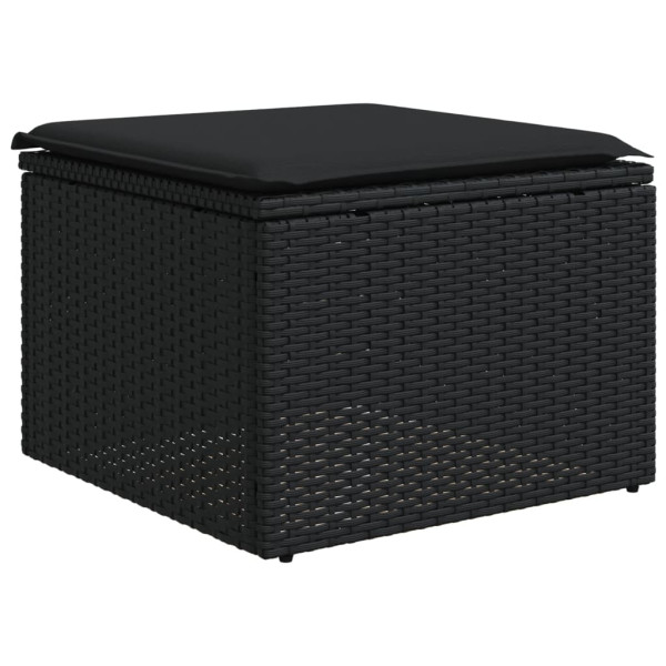 6 pcs conjunto sofás de jardim c/ almofadões vime PE preto M 5
