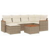 7 pcs conjunto de sofás p/ jardim com almofadões vime PE bege 2