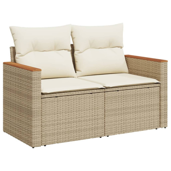 Set sofás de jardín 7 piezas y cojines ratán sintético beige M 5