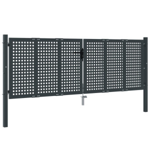 Puerta de jardín acero gris antracita 300x150 cm H