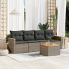 5 pcs conjunto sofás de jardim c/ almofadões vime PE cinzento 1