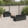 6 pcs conjunto sofás de jardim c/ almofadões vime PE preto 1