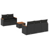 6 pcs conjunto sofás de jardim c/ almofadões vime PE preto 2