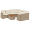9 pcs conjunto de sofás p/ jardim com almofadões vime PE bege 2