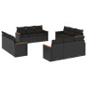 12 pcs conjunto de sofás de jardim c/ almofadões vime PE preto 2