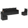 Set de sofás de jardín 6 piezas y cojines ratán sintético negro 2