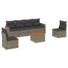 Set de sofás de jardín 7 piezas con cojines ratán PE gris 2