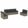 8 pcs conjunto sofás de jardim c/ almofadões vime PE cinzento 2