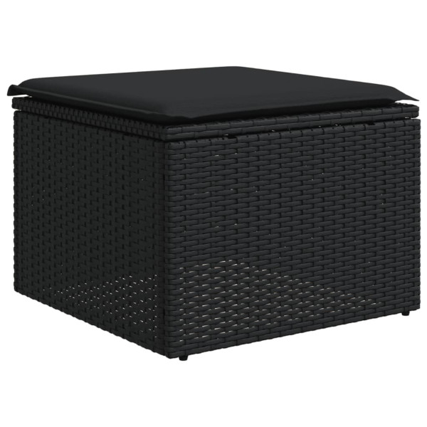 4 pcs conjunto de sofás para jardim c/ almofadões vime PE preto M 5