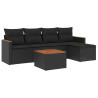 6 pcs conjunto sofás de jardim c/ almofadões vime PE preto 2