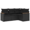 4 pcs conjunto de sofás para jardim c/ almofadões vime PE preto 2