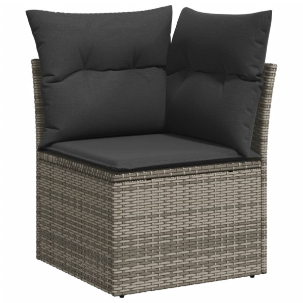 4 pcs conjunto sofás de jardim c/ almofadões vime PE cinzento M 4
