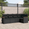 Set de muebles de jardín 5 pzas y cojines ratán sintético negro 1