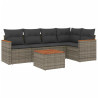 Set de muebles de jardín 6 pzas y cojines ratán sintético gris 2