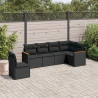 Set de sofás de jardín 6 piezas y cojines ratán sintético negro 1